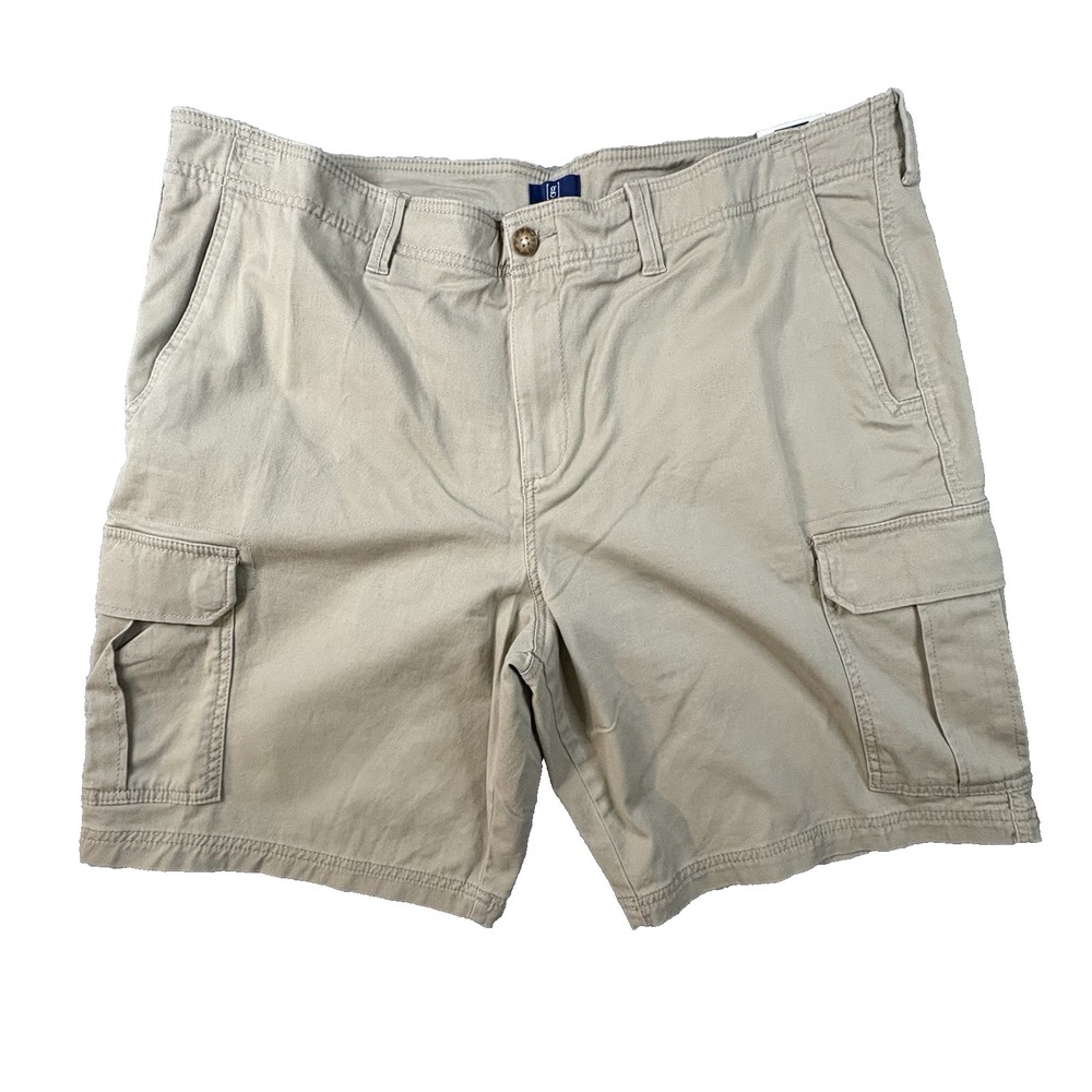 George Men's 44x9.5 NWT Beige Cargo Shorts At The Knee Stretch SEE DESC